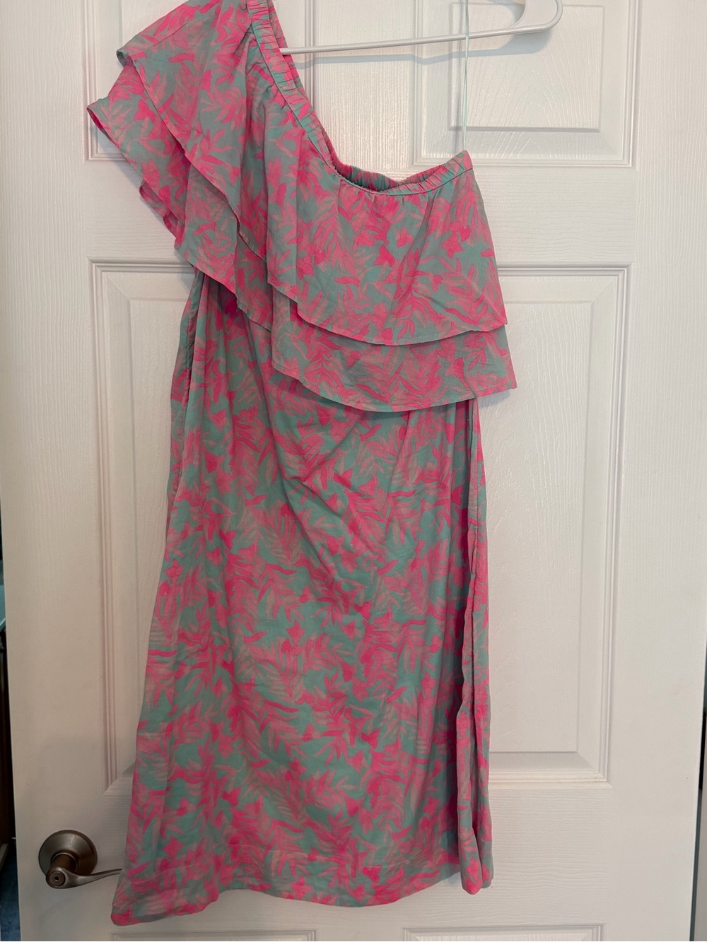 Vineyard Vines Pink & Mint Floral One-Shoulder Dress